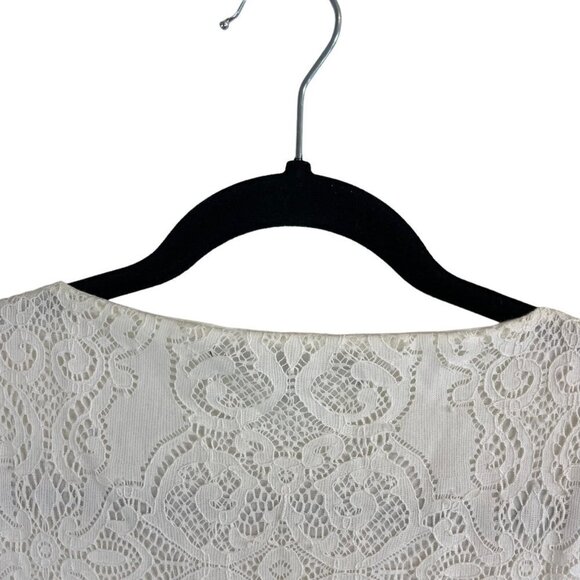For Love & Lemons Noir Lace Long Sleeve Scalloped Hem Mini Dress White Size M - Picture 5 of 10